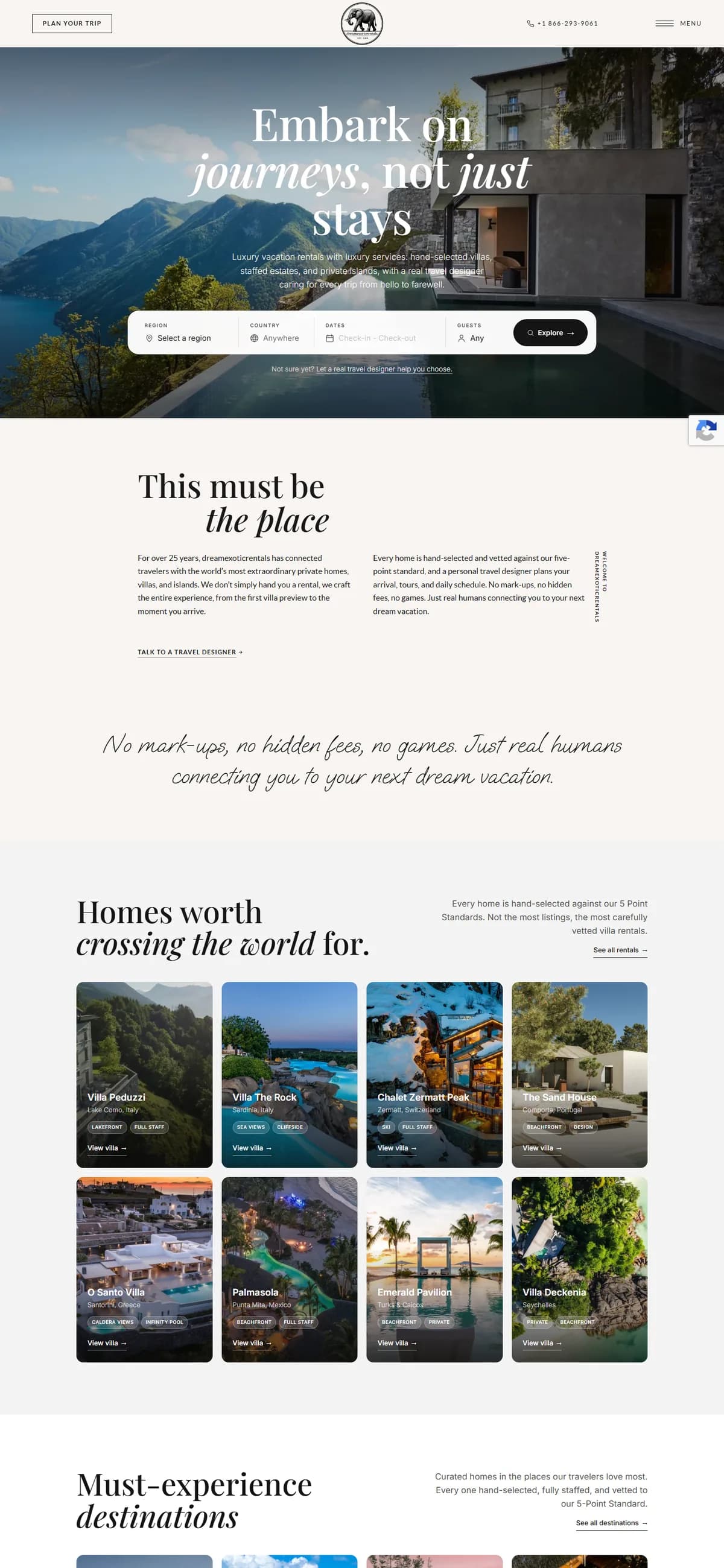 Dream Exotic Rentals website